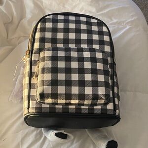 Claire's Black and White Checkered Backpack